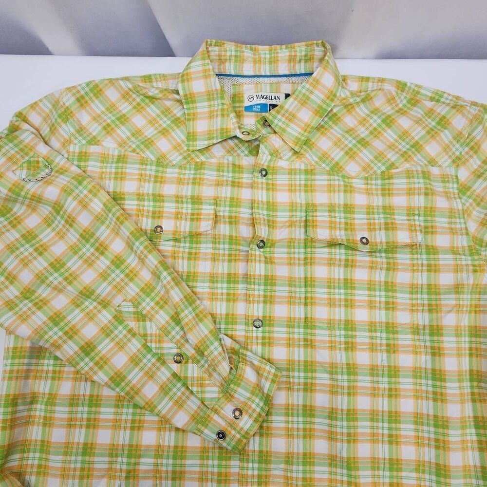 Magellan Size Large Men's Long-Sleeve Button-up Lightweight Fishing Gear Gingham